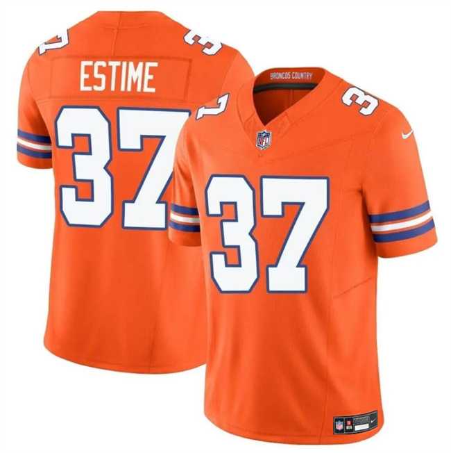 Men & Women & Youth Denver Broncos #37 Audric Estime Orange F.U.S.E. Mile High Collection 1977 Throwback Vapor Limited Football Stitched Jersey->denver broncos->NFL Jersey